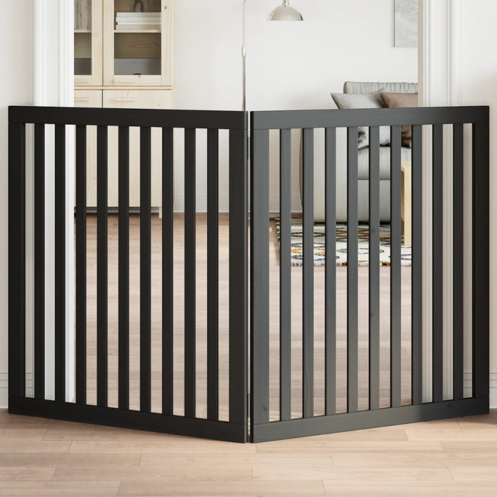 Vidaxl Hundezaun zusammenklappbar 2 Panels 160 cm Populierhout Schwarz