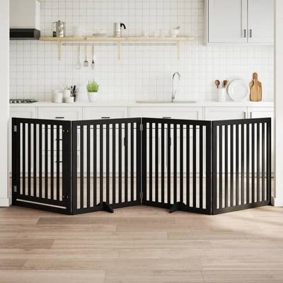 Vidaxl Hundezaun zusammenklappbar 4 Paneele 320 cm Pappelholz Schwarz