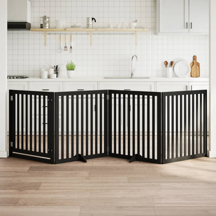 Vidaxl Hundezaun zusammenklappbar 4 Paneele 320 cm Pappelholz Schwarz