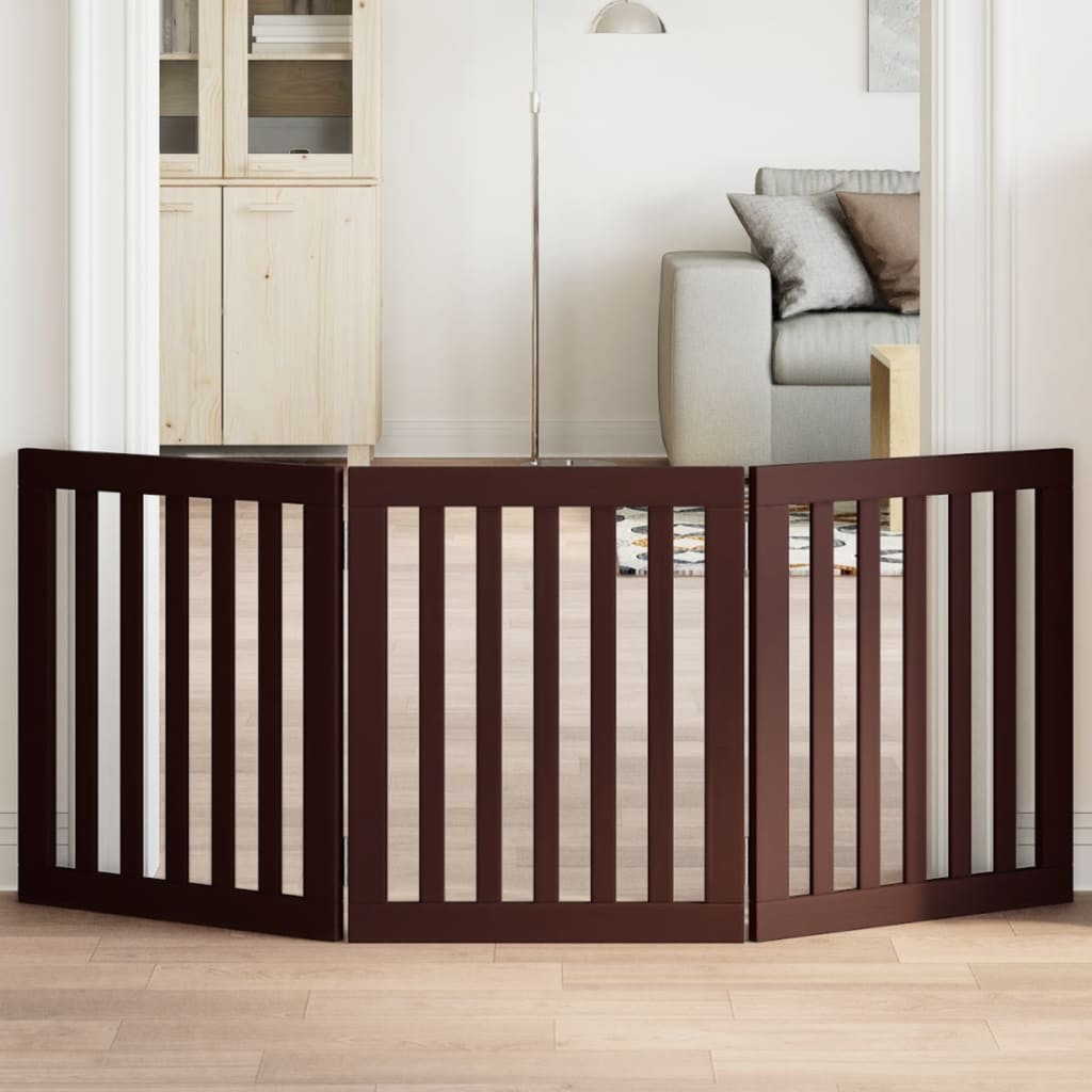 Vidaxl Hundezaun zusammenklappbar 3 Paneele 150 cm Pappelholz braun
