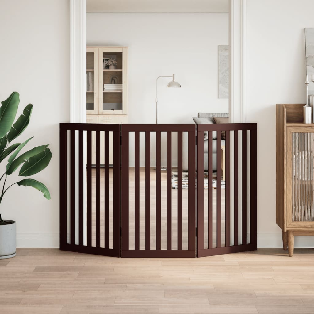 Vidaxl Hundezaun zusammenklappbar 3 Paneele 150 cm Pappelholz braun