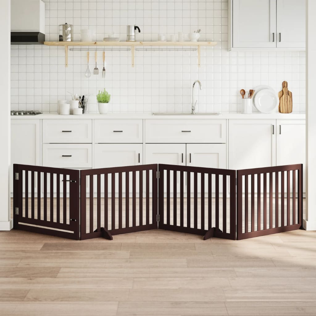 Vidaxl Hundezaun zusammenklappbar 4 Paneele 320 cm Pappelholz braun