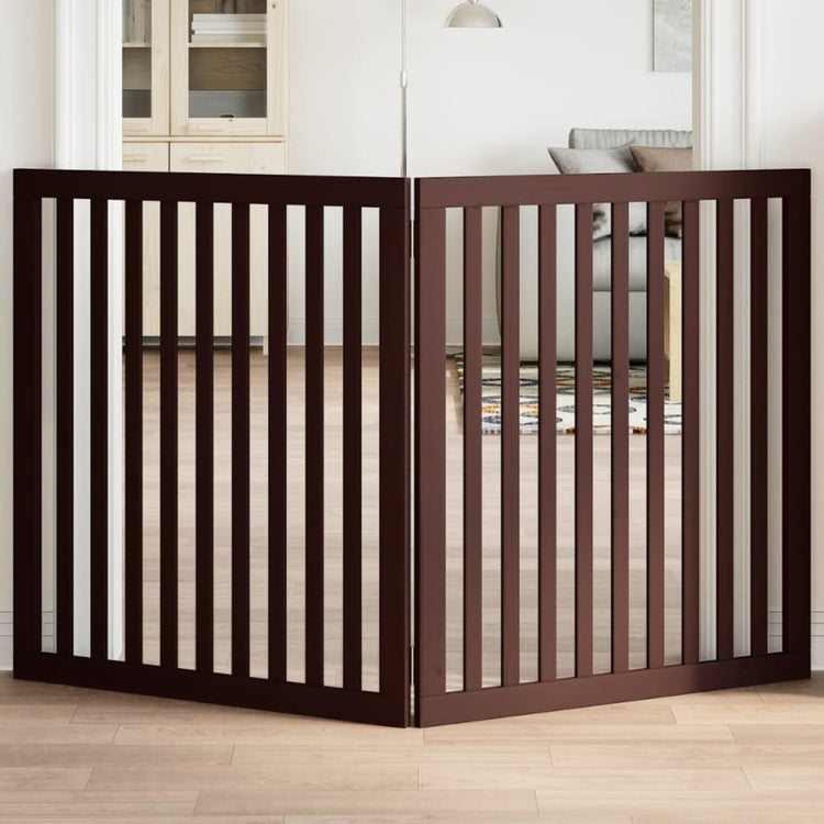 Vidaxl Hundezaun zusammenklappbar 2 Paneele 160 cm Pappelholz braun