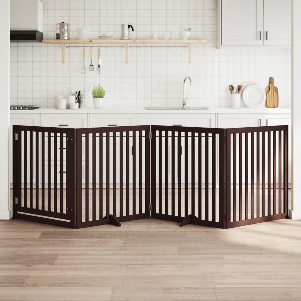 Vidaxl Hundezaun zusammenklappbar 4 Paneele 320 cm Pappelholz braun
