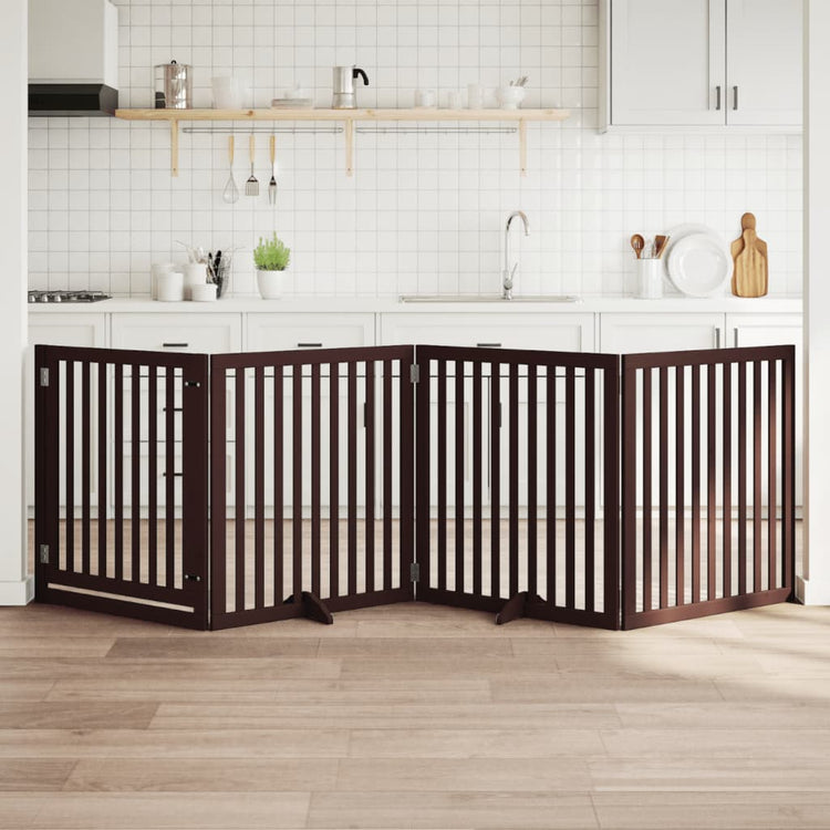 Vidaxl Hundezaun zusammenklappbar 4 Paneele 320 cm Pappelholz braun