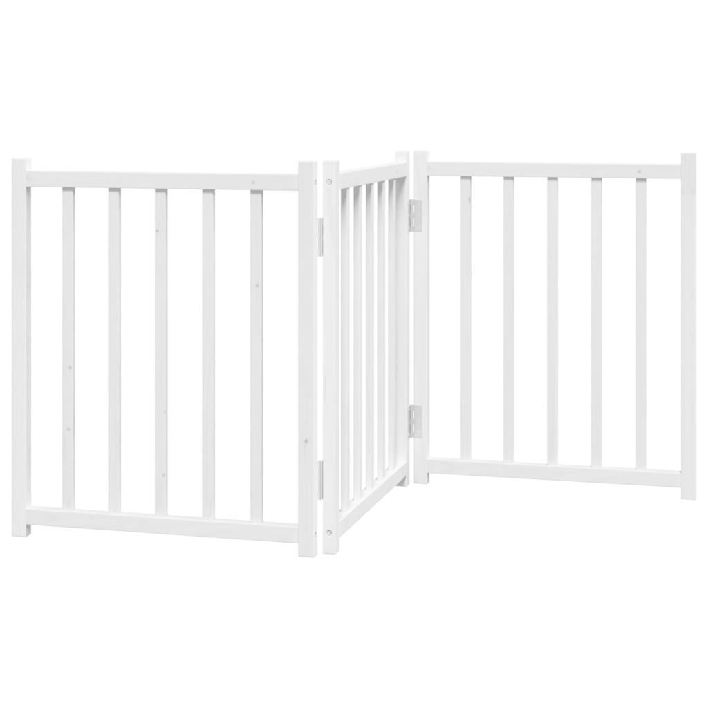 Vidaxl Hundezaun zusammenklappbar 3 Paneele 150 cm Festkiefer weiß