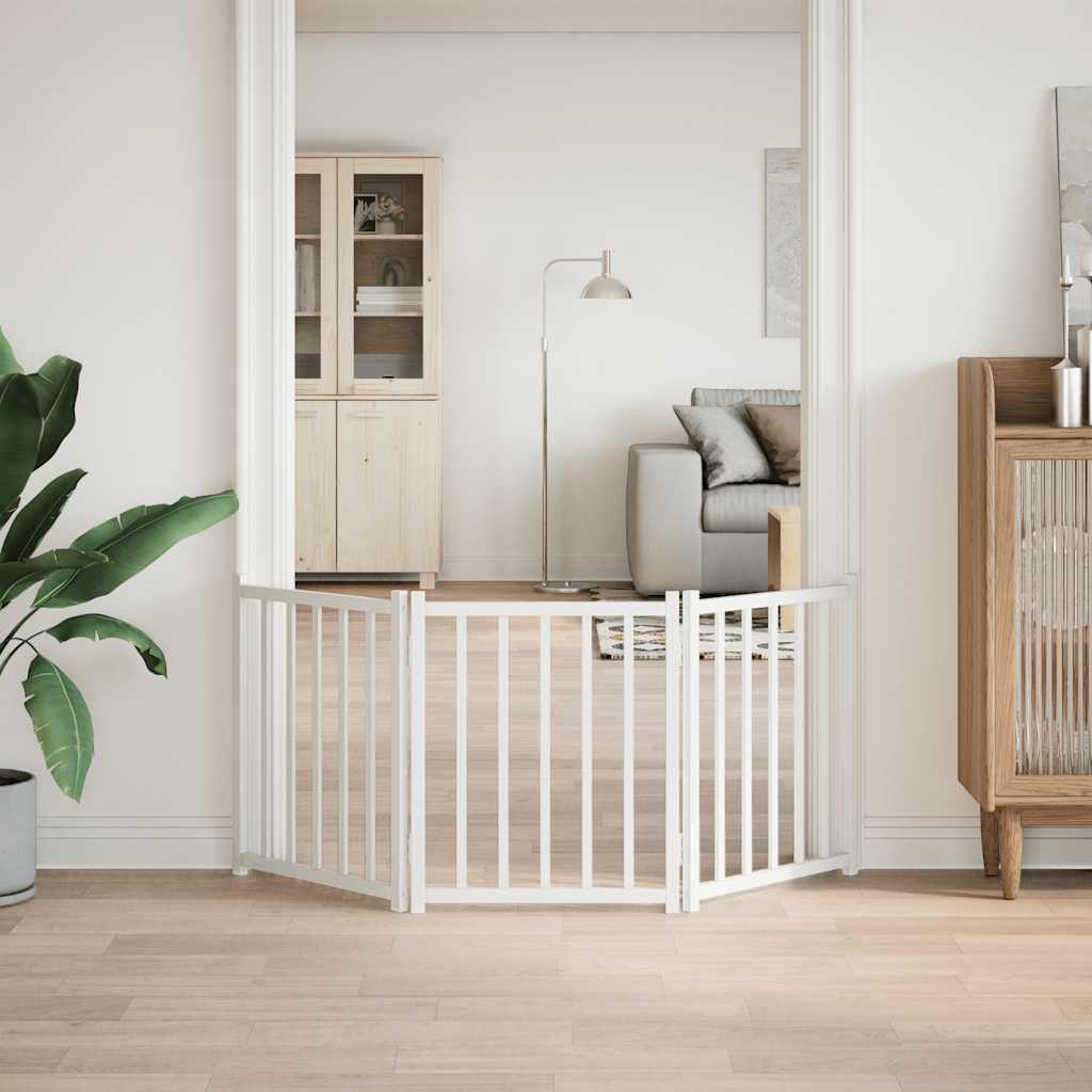 Vidaxl Hundezaun zusammenklappbar 3 Paneele 150 cm Festkiefer weiß