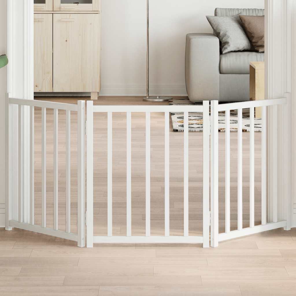 Vidaxl Hundezaun zusammenklappbar 3 Paneele 150 cm Festkiefer weiß
