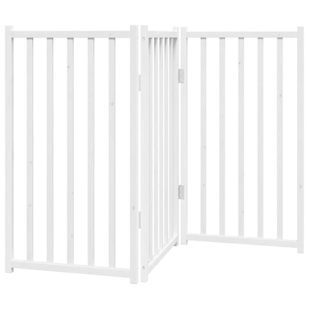 Vidaxl Hundezaun zusammenklappbar 3 Paneele 150 cm Festkiefer weiß