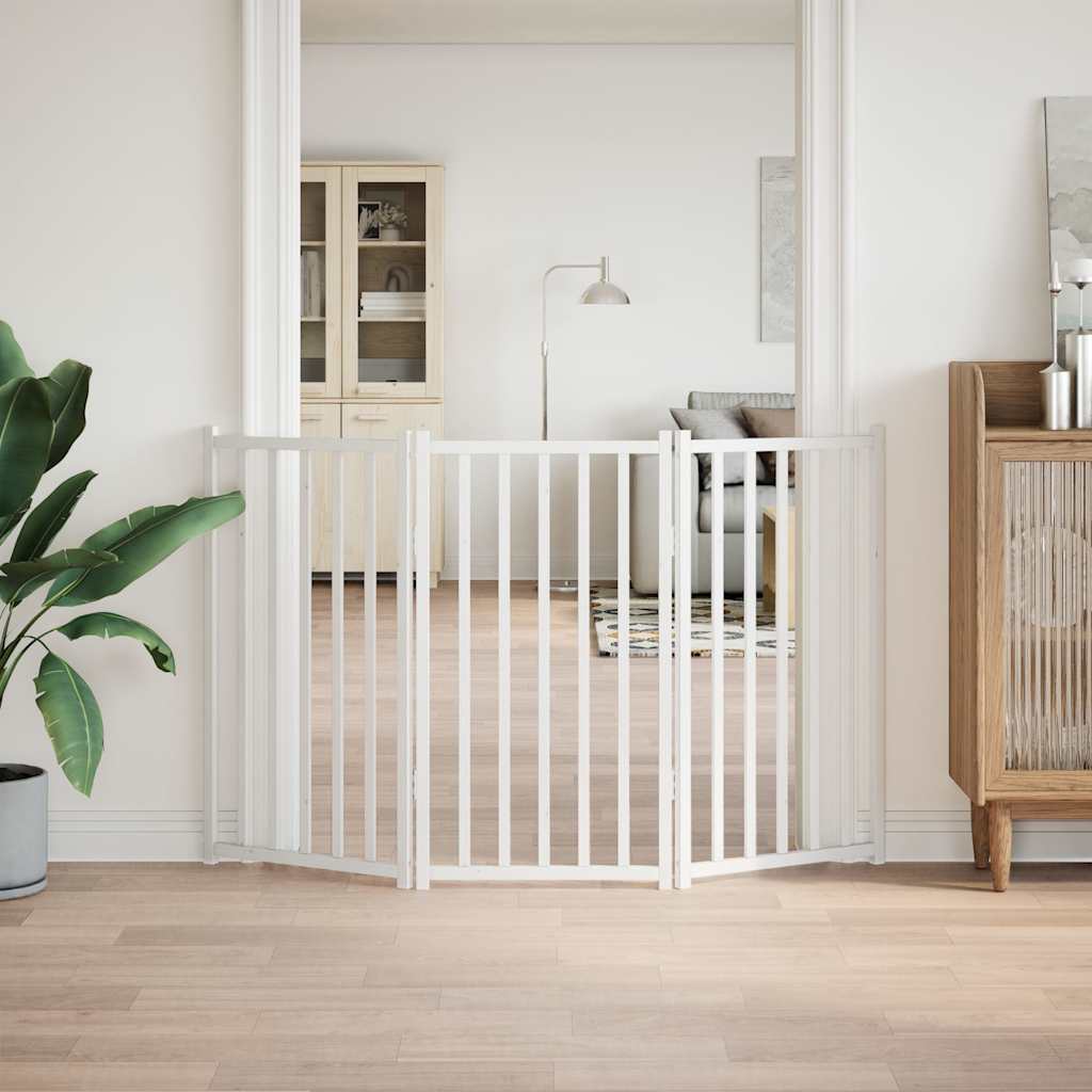 Vidaxl Hundezaun zusammenklappbar 3 Paneele 150 cm Festkiefer weiß
