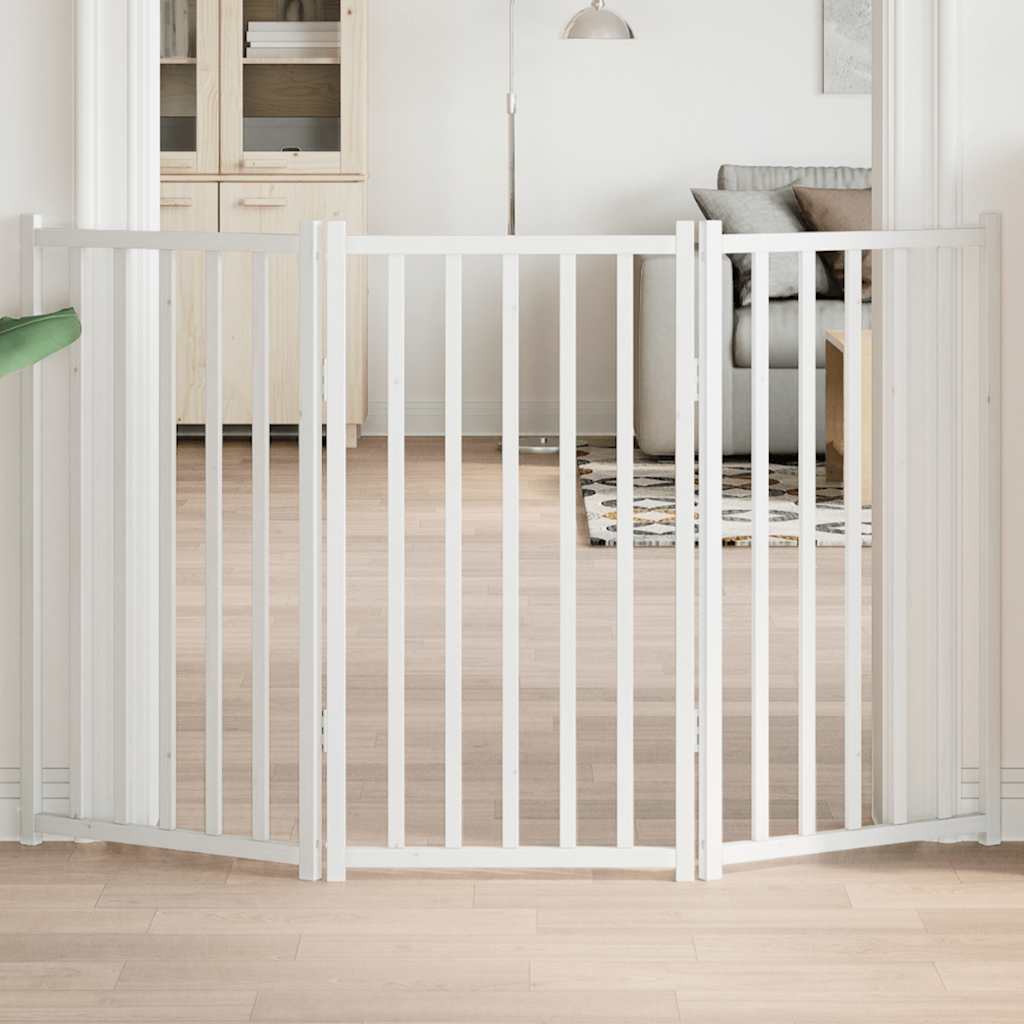 Vidaxl Hundezaun zusammenklappbar 3 Paneele 150 cm Festkiefer weiß