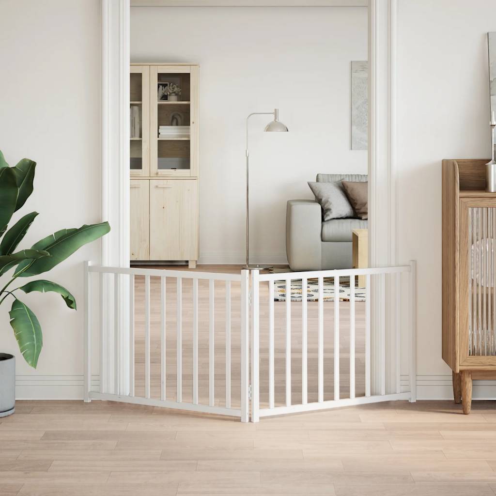 Vidaxl Hundezaun zusammenklappbar 2 Panels 160 cm Festkiefer weiß