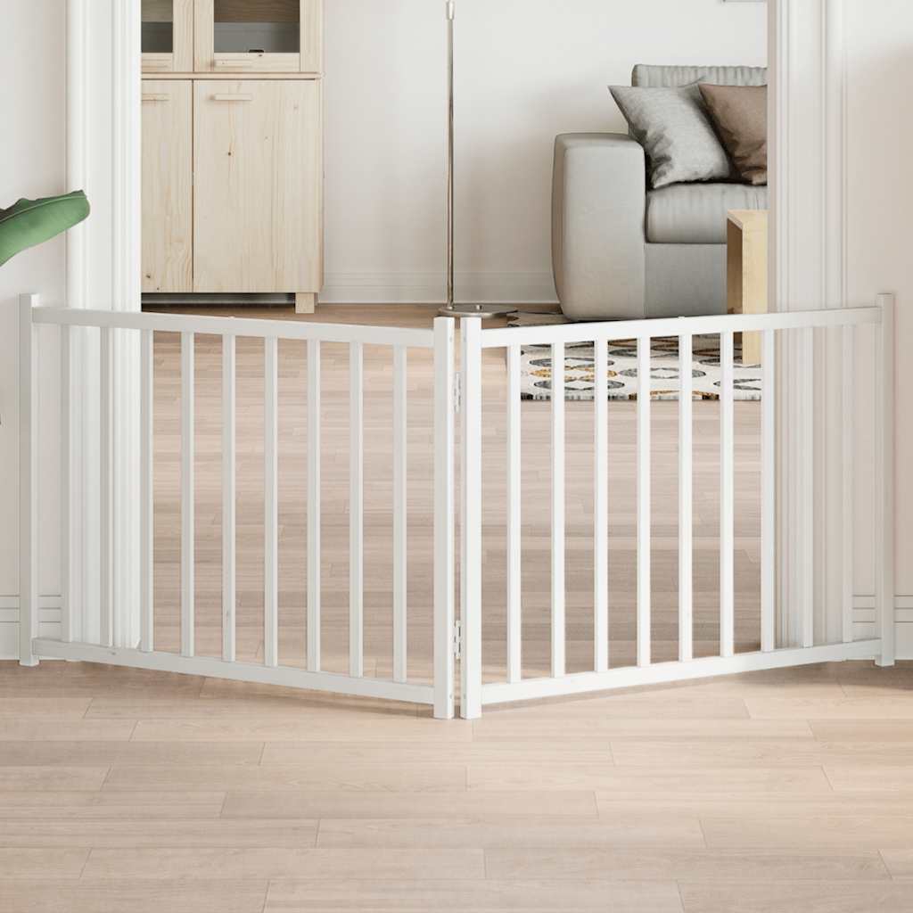 Vidaxl Hundezaun zusammenklappbar 2 Panels 160 cm Festkiefer weiß