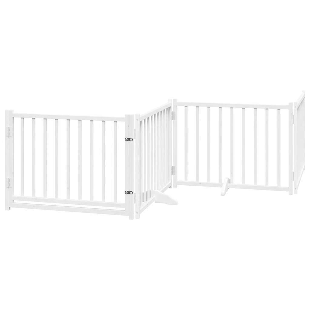 Vidaxl Hundezaun zusammenklappbar 4 Panels 320 cm Festkiefer weiß weiß