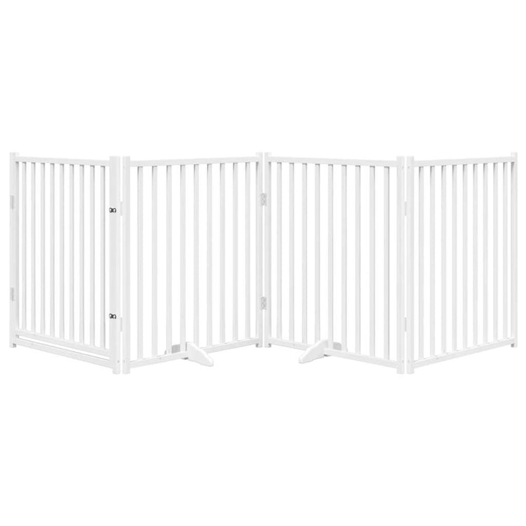 Vidaxl Hundezaun zusammenklappbar 4 Panels 320 cm Festkiefer weiß weiß