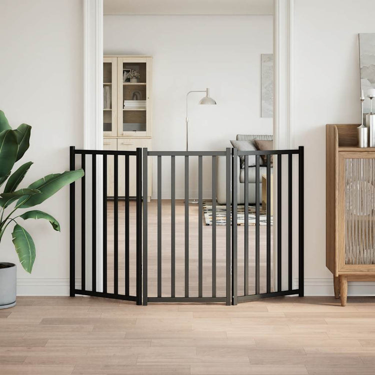 Vidaxl Hundezaun zusammenklappbar 3 Paneele 150 cm Festkiefer schwarz