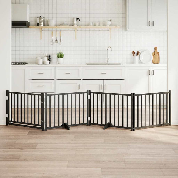 Vidaxl faltbares Hundegitter 4 Paneele 320 cm massives Kiefernholz schwarz