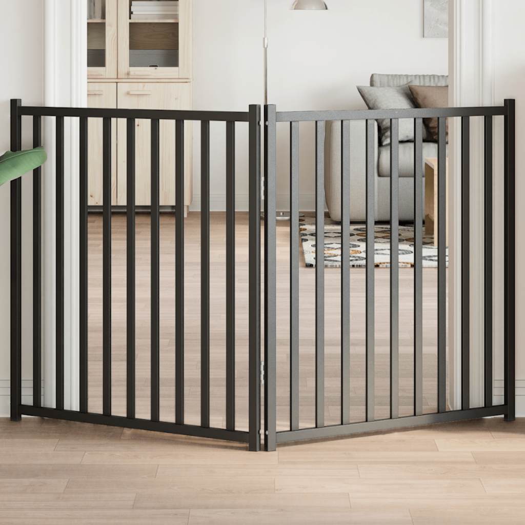 Vidaxl Hundezaun zusammenklappbar 2 Paneele 160 cm Festkiefer schwarz