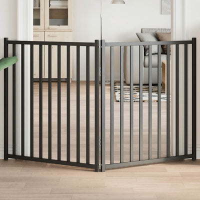 Vidaxl Hundezaun zusammenklappbar 2 Paneele 160 cm Festkiefer schwarz