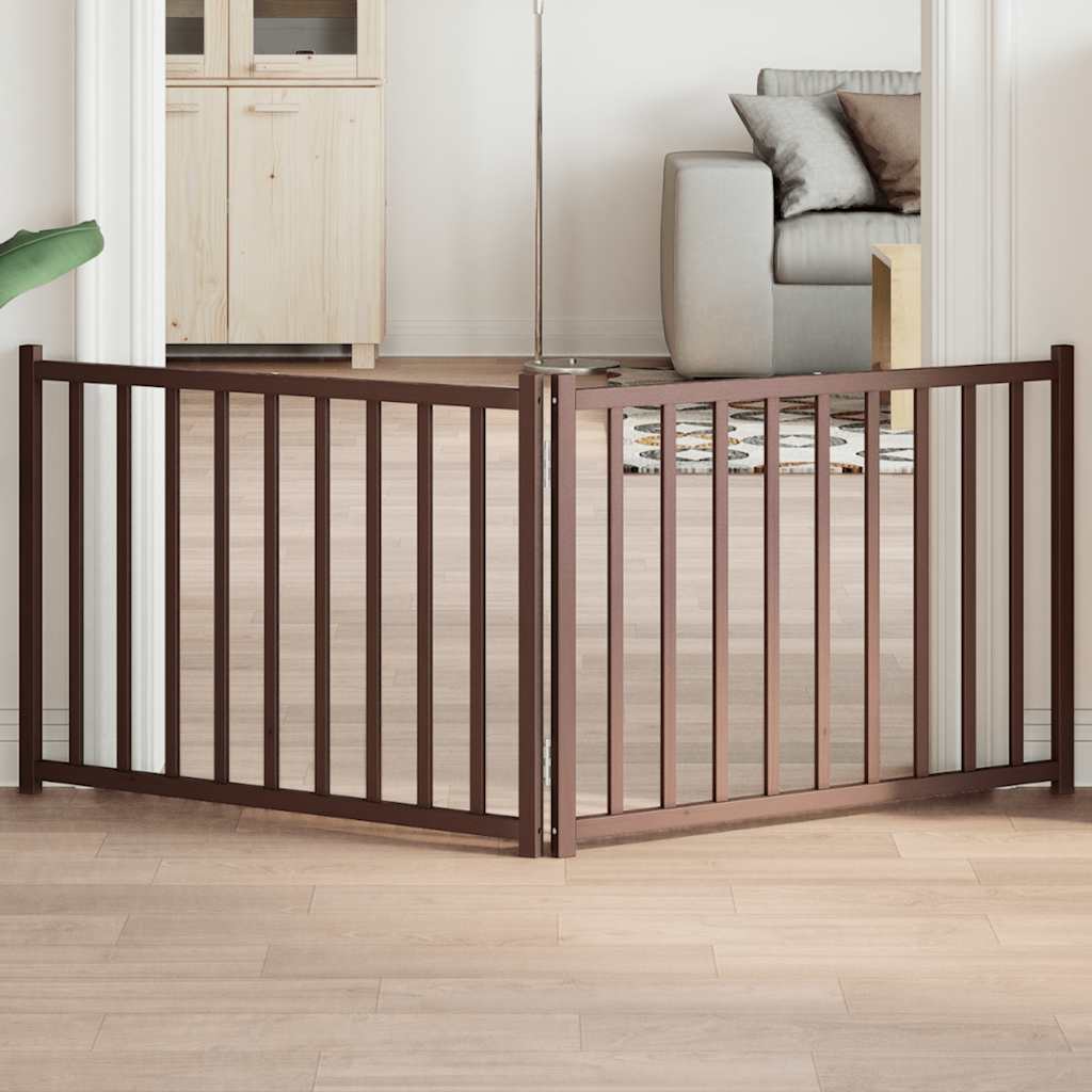VIDAXL Hundezaun zusammenklappbar 2 Paneele 160 cm Festkiefer -Braune -Eiche