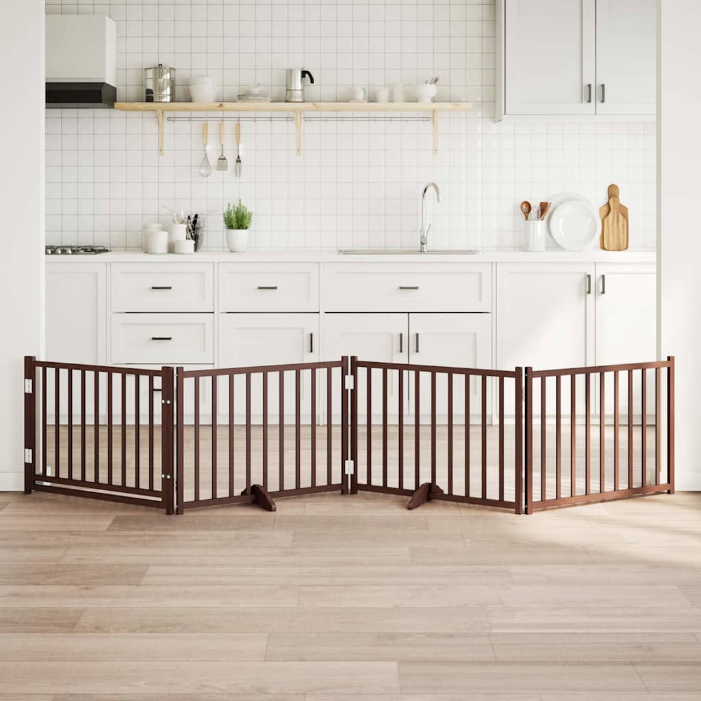 VIDAXL Hundezaun zusammenklappbar 4 Panels 320 cm Festkiefer -Braune -Eiche