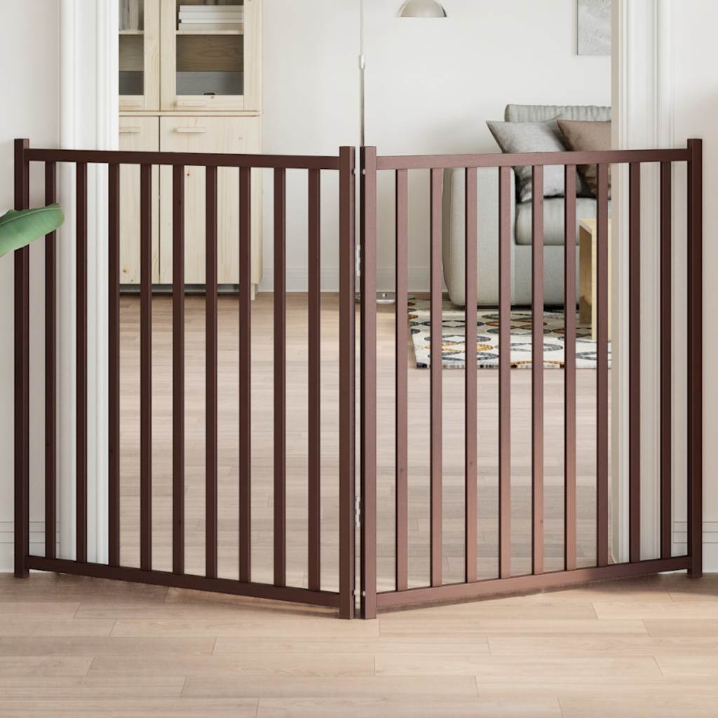 VIDAXL Hundezaun zusammenklappbar 2 Paneele 160 cm Festkiefer -Braune -Eiche