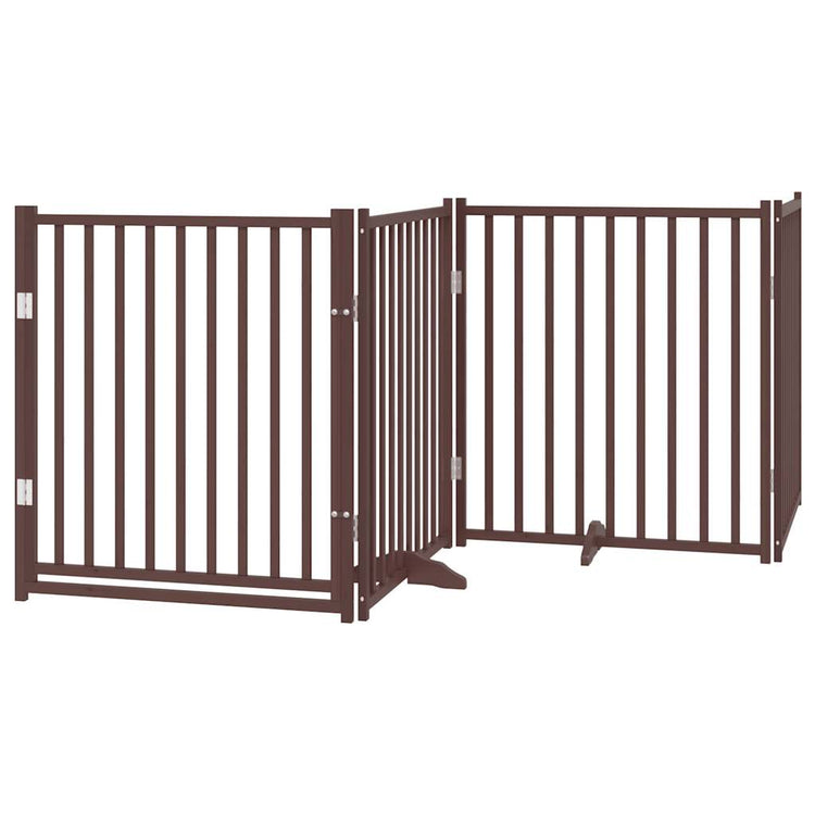 Vidaxl faltbares Hundegitter, 4 Paneele, 320 cm, massive Kiefer, braune Eiche