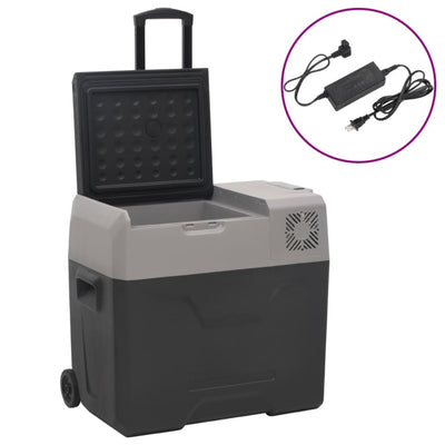 Vidaxl Cool Box mit Rädern und Adapter 50 l Polypropen schwarz und grau
