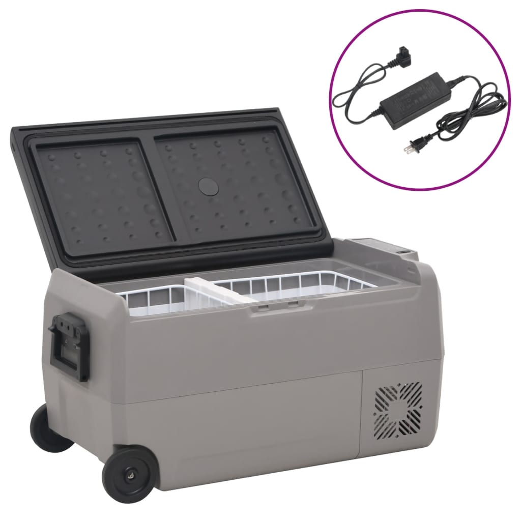 Vidaxl Cool Box mit Rädern und Adapter 50 l PP und PE schwarz und grau