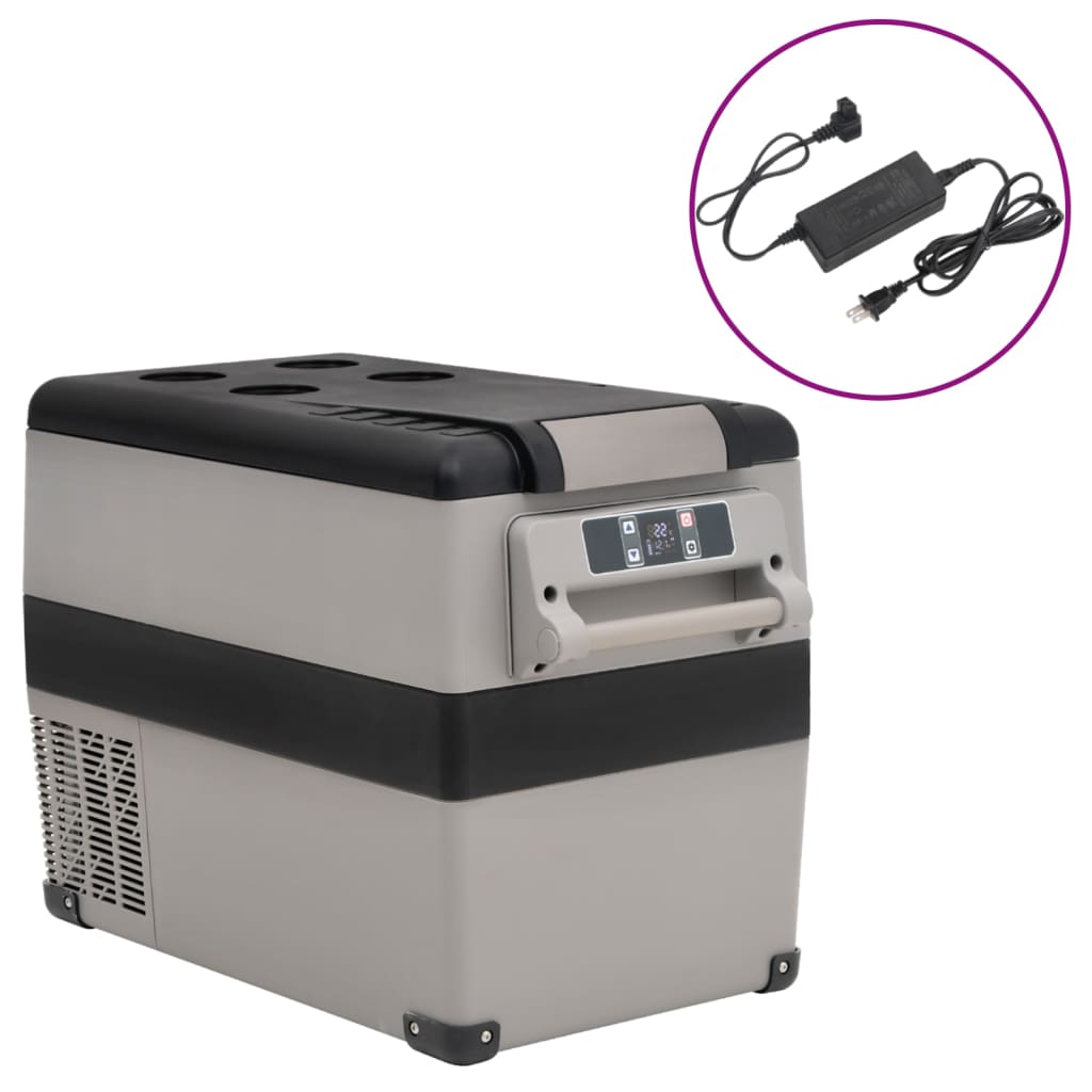 Vidaxl Cool Box mit Griff und Adapter 55 l PP PE schwarz und grau