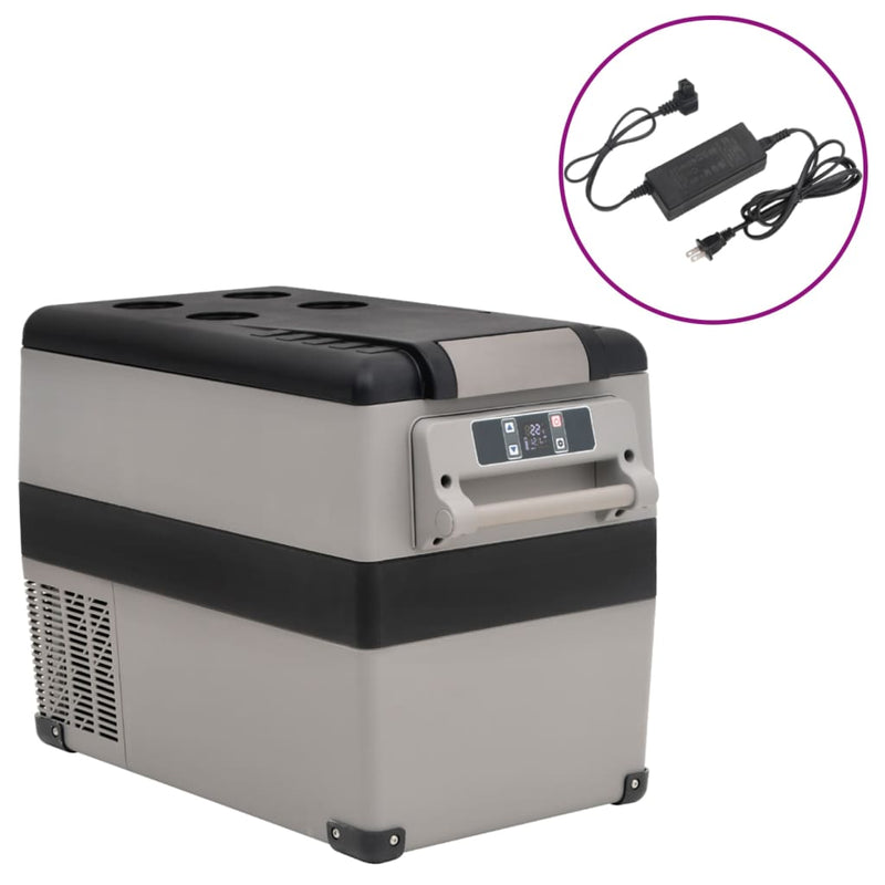 Vidaxl Cool Box mit Griff und Adapter 55 l PP PE schwarz und grau