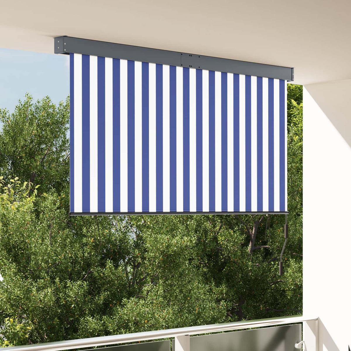 Vidaxxl Rollo Blau und Weiß 180 x 250 cm Stoff und Aluminium