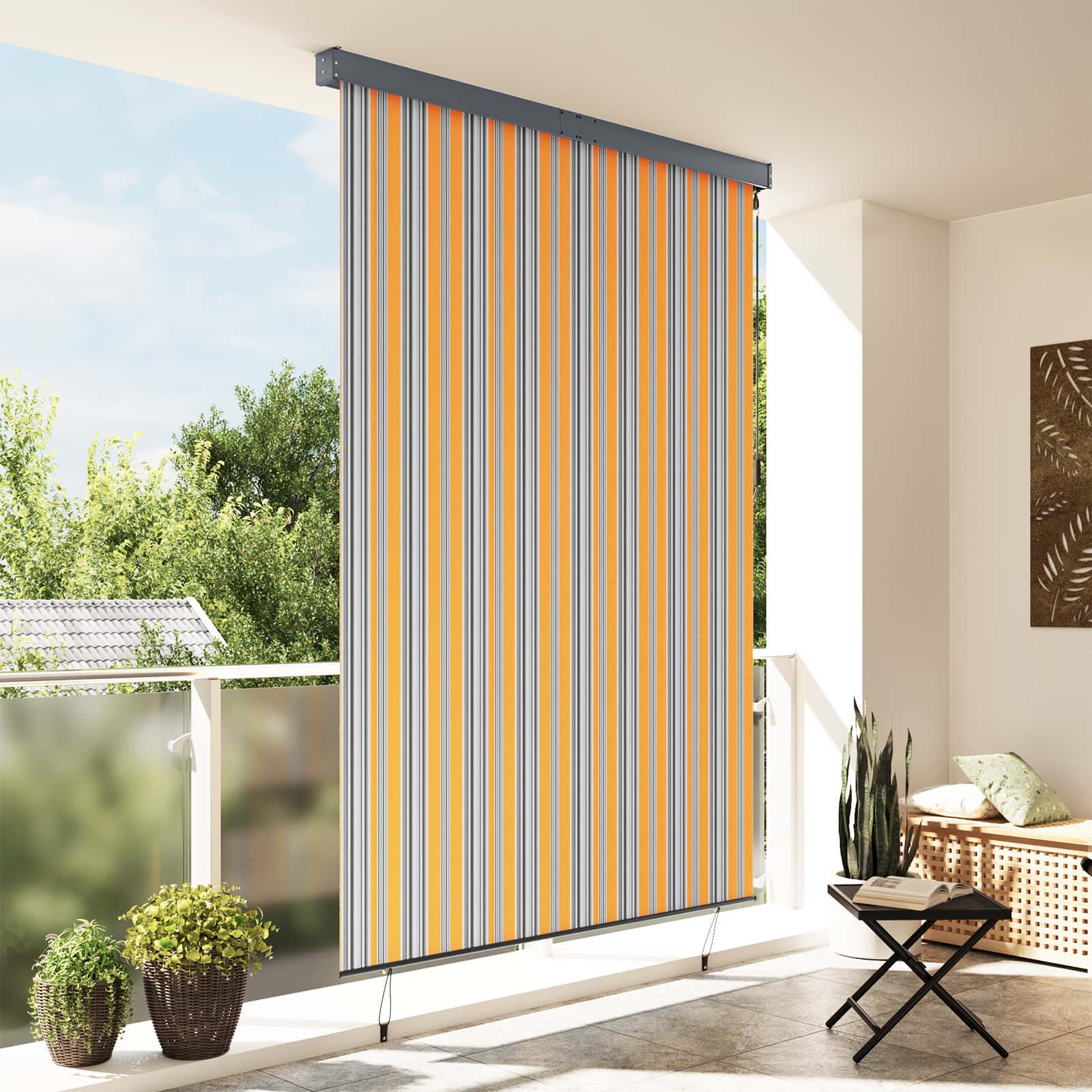 Vidaxxl Rollo Gelb und Blau 180 x 250 cm Stoff und Aluminium