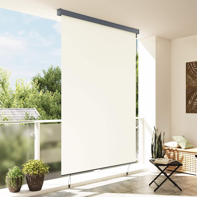 Vidaxxl Rollo mit Vorhängen Creme 180 x 250 cm Stoff und Aluminium