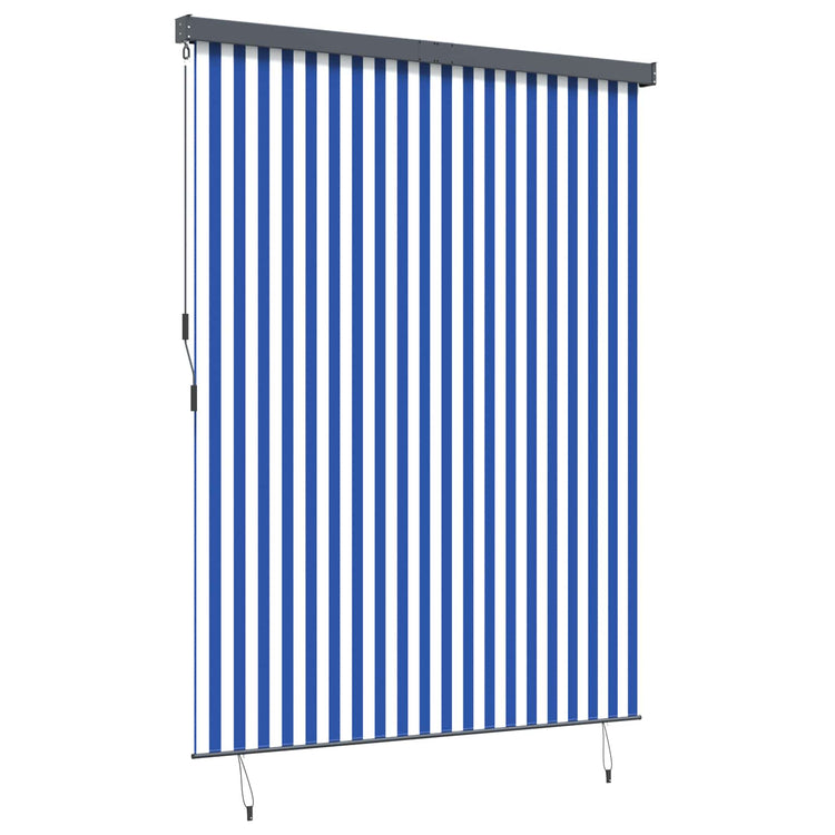Vidaxxl Rollo Blau und Weiß 200 x 250 cm Stoff und Aluminium