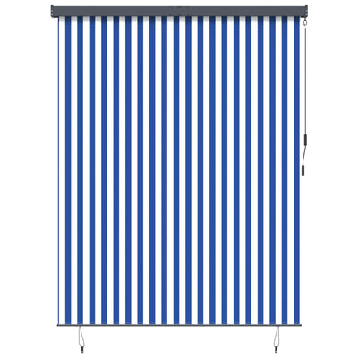 Vidaxxl Rollo Blau und Weiß 200 x 250 cm Stoff und Aluminium