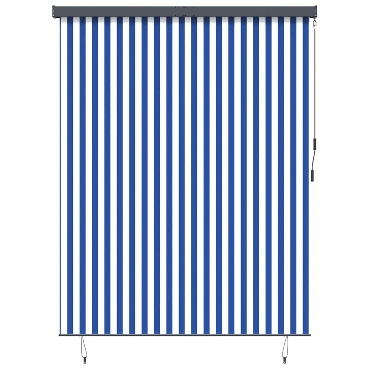 Vidaxxl Rollo Blau und Weiß 200 x 250 cm Stoff und Aluminium