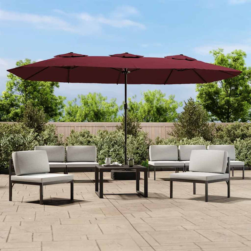 Vidaxl Parasol Doppeldach 449x245 cm Bordeaux rot