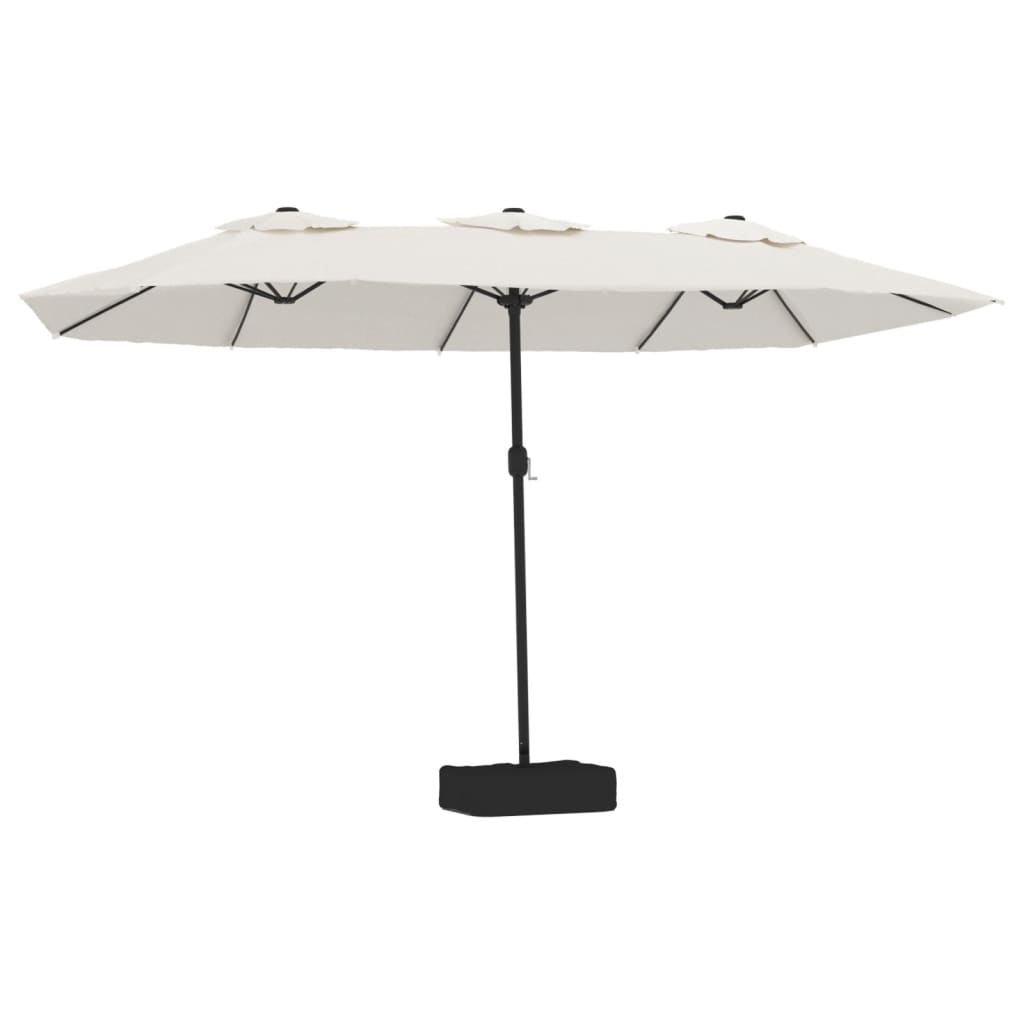 Vidaxl Parasol Doppeldach mit LED 449x245 cm Sand weiß