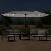 Vidaxl Parasol Doppeldach mit LED 449x245 cm Sand weiß