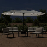 Vidaxl Parasol Doppeldach mit LED 449x245 cm Sand weiß - afbeelding 3