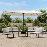 Vidaxl Parasol Doppeldach mit LED 449x245 cm Sand weiß - afbeelding 1