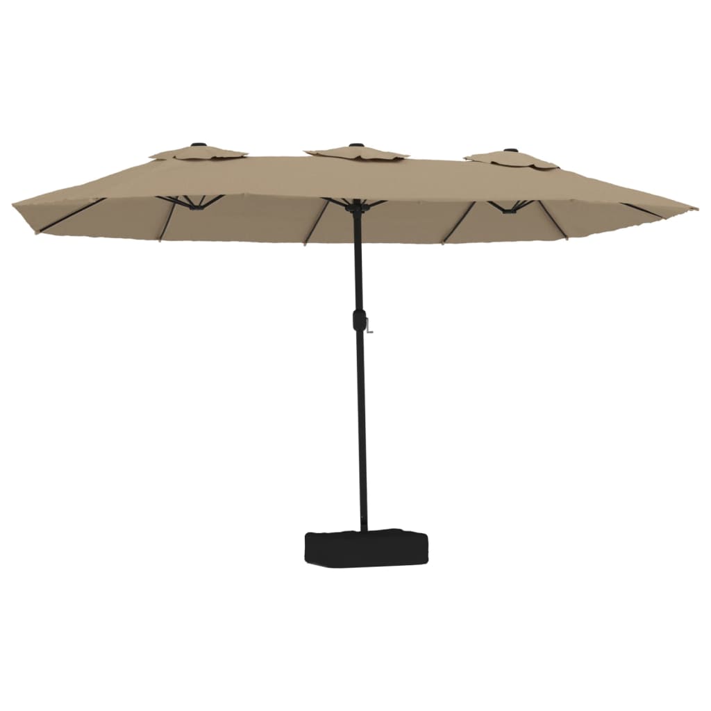 Vidaxl Parasol Doppeldach mit LED 449x245 cm Taupe