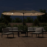 Vidaxl Parasol Doppeldach mit LED 449x245 cm Taupe - afbeelding 3