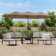 Vidaxl Parasol Doppeldach mit LED 449x245 cm Taupe