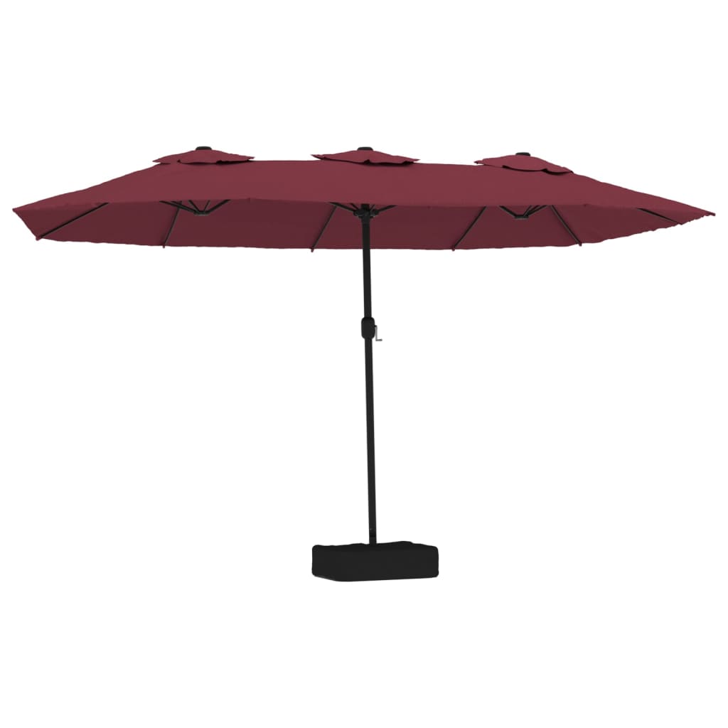 Vidaxl Parasol Doppeldach mit LED 449x245 cm Bordeaux rot
