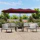 Vidaxl Parasol Doppeldach mit LED 449x245 cm Bordeaux rot