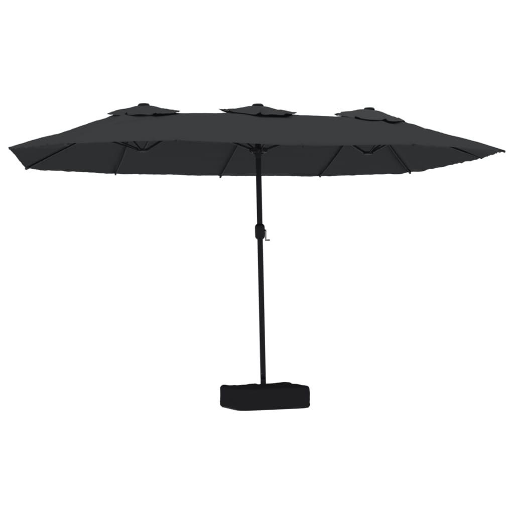 Vidaxl Parasol Doppeldach mit LED 449x245 cm Schwarz