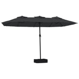 Vidaxl Parasol Doppeldach mit LED 449x245 cm Schwarz - afbeelding 2