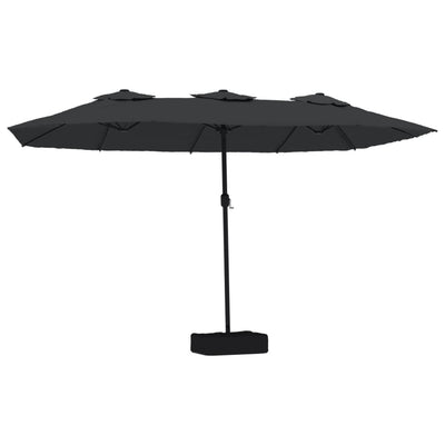 Vidaxl Parasol Doppeldach mit LED 449x245 cm Schwarz